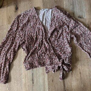 Madewell Tie-Front Wrap Top in Cottage Garden Size M
